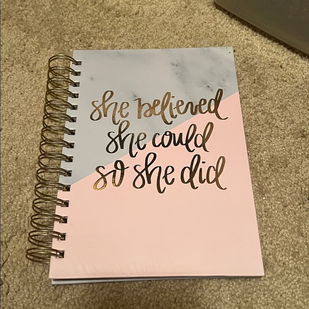 Inspirational Spiral Notebook with Gold Text